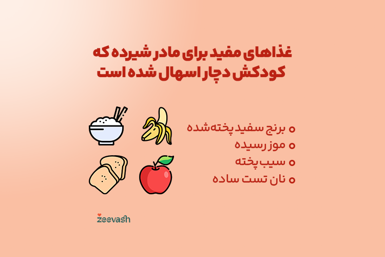 غذاهای مفید برای مادر شیرده که کودکش دچار اسهال شده است